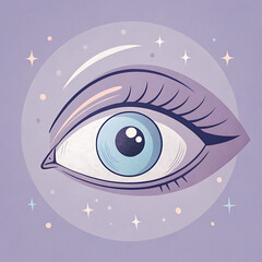 Stylized eye with sparkles and swirls abstract art graphic design element illustration