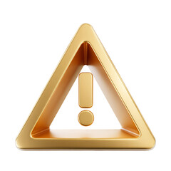 Golden warning sign with exclamation mark on black background
