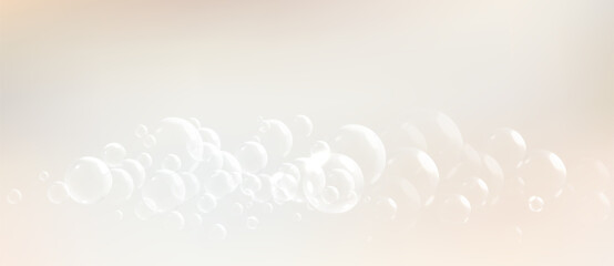 Beige and cream background with soap foam and bubbles.liquid gradient of skin color with soap foam. Backgrounds for cosmetic products in skin care. Vector illustration.