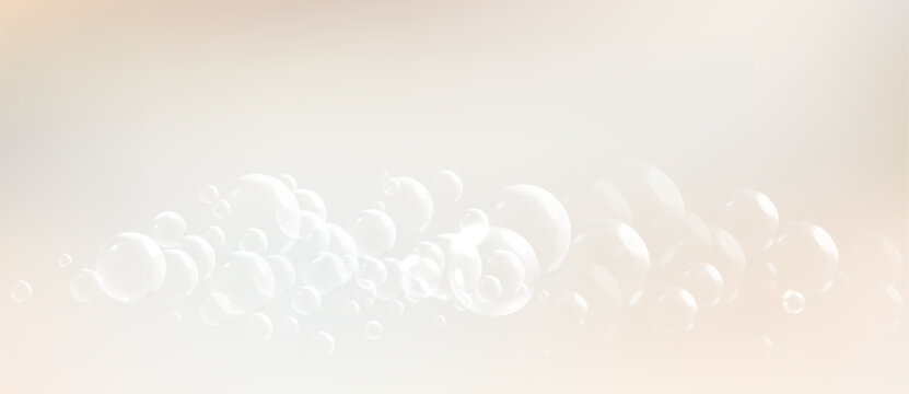 Beige and cream background with soap foam and bubbles.liquid gradient of skin color with soap foam. Backgrounds for cosmetic products in skin care. Vector illustration.