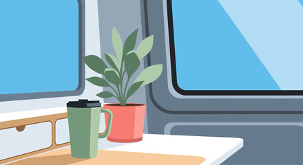 Embrace the freedom of a digital nomad lifestyle with this modern mobile office setup, perfect for hybrid work flexibility