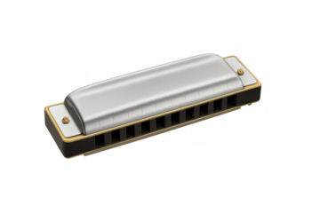 Harmonica mouth organ wind instrument for blues folk country music, performing melody, learning to play musical instrument