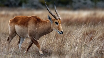 Naklejka premium Oh Deer! A Playful Cervid in its Natural Habitat Surrounded by Lush Grass and Wildlife