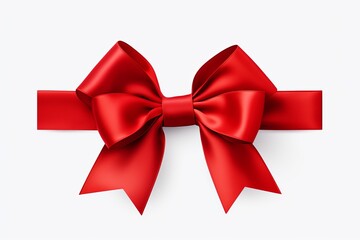 Fototapeta premium Red ribbon bow adding a touch of elegance to a simple white backdrop