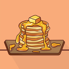 Stack of Pancakes with Syrup and Butter