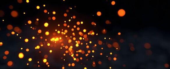 Fototapeta premium The spark igniting tiny vibrant glowing particles amidst deep dark shadows