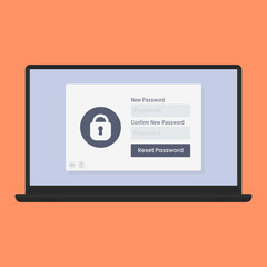 Laptop with password reset interface vector