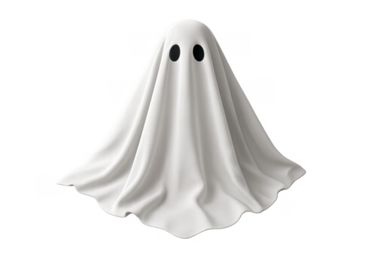 White cartoon ghost character for halloween celebration - Powered by Adobe
