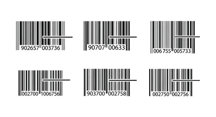 Six different barcodes for product identification and scanning in retail and logistics vector