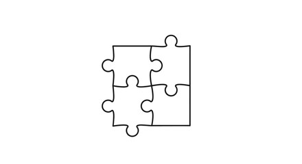 Four interlocking puzzle pieces forming a square against a white backdrop vector