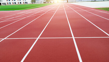 Red runway on the school playground
