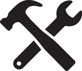 Crossed Hammer Wrench Tools Icon