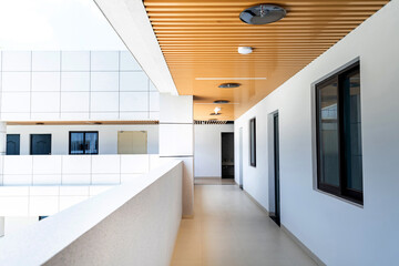 Clean hallway in school building