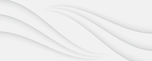 3D white geometric abstract background overlap layer on bright space with waves decoration. Minimalist modern graphic design element cutout style concept for banner, flyer, card, or brochure cover