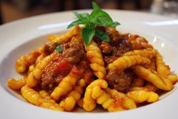 Delicious Cavatelli Dish with Savory Pork Sausage Sauce, A Celebration of Italian Gastronomy