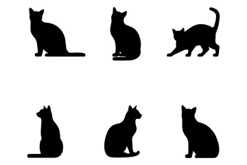  Cat silhouette in different poses
