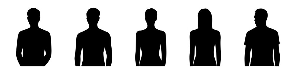 Silhouette figures of various people  man nad woman