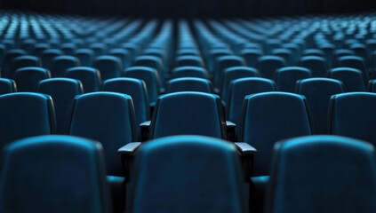 Naklejka premium empty theater rows of red seats and chairs in an auditorium