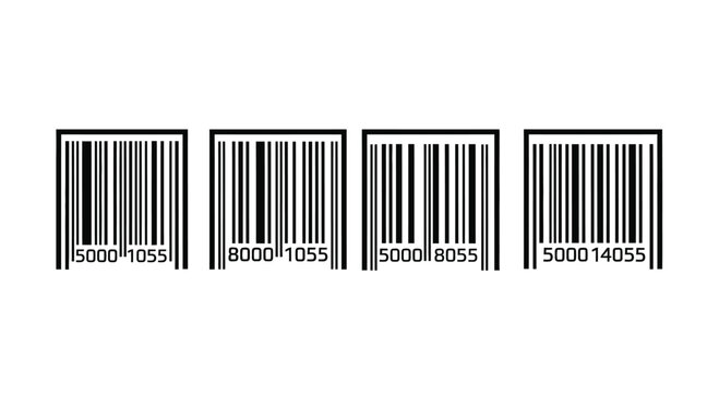 Four distinct barcodes with numbers on for retail and product identification vector