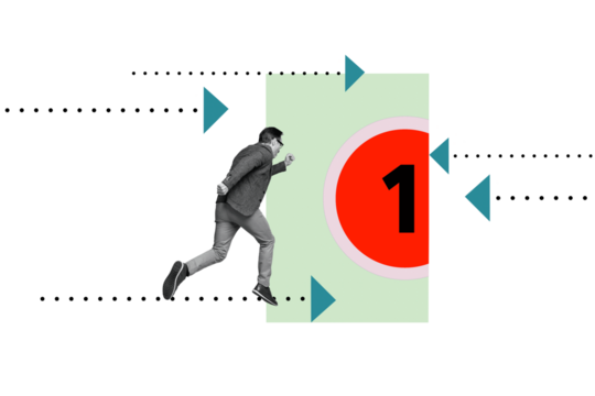 Composite artwork photo collage template sketch of aim trade stats charts goal manager employment human resources job aged man run - Powered by Adobe