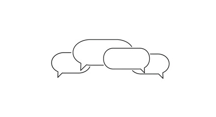 Hand-drawn sketch of overlapping speech bubbles conveying conversation and communication ideas vector