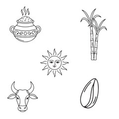 Celebrate Pongal festival with this charming outline set, perfect for designs with traditional South Indian flair