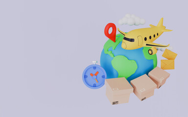 Clock timer and pin locator, Express package delivery service concept