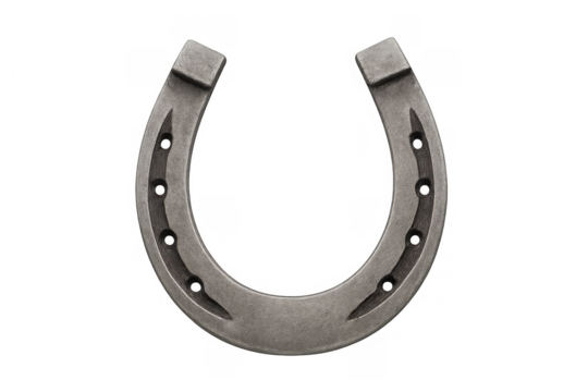 Horseshoe symbol representing good luck and fortune, traditional metal charm for superstition and equestrian themes isolated