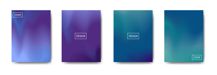 Four Gradient Covers with Abstract Design Elements on White Background