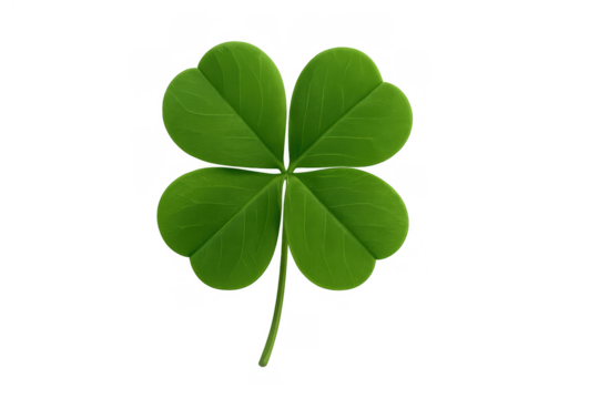 Four leaf clover representing luck, fortune, and nature on transparent background for st. Patrick's day and spring concepts