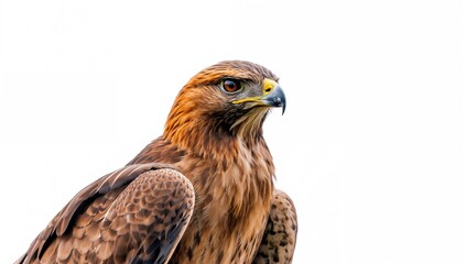 Naklejka premium Solitary Buzzard Against a White Backdrop