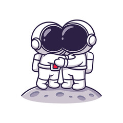 Two Astronauts Embracing on the Moon Sharing a Tender Moment.