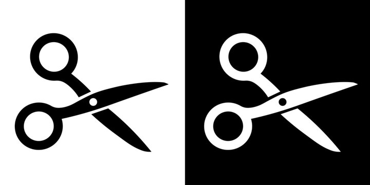 Vector scissors icon. Scissors icon with a cutting line. Cut out dotted coupon scissors symbol. Cutting concept. Element for your design.