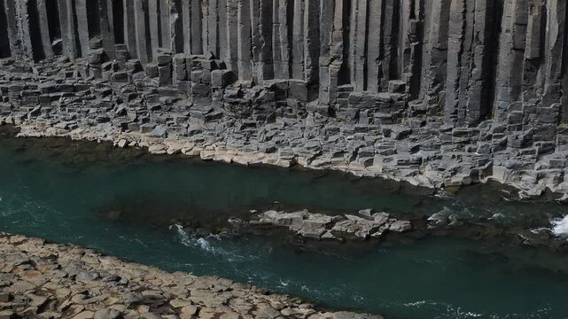canyon Studlagil  and river in Iceland
