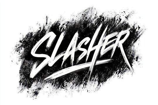 Retro Slasher: Duotone Brush Script Alphabet Evoking the Iconic 1980s Art and Music Vibe