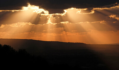 Dramatic sky and colors during a sunset at the coast of Italy near Pizzo in Calabria