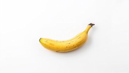 Mature yellow banana against a plain white backdrop, food, nature, fruit, vibrant, morning meal, tropical, peel