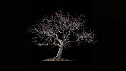 Naklejka premium Isolated tree with alpha channel on a black backdrop and transparent background with clipping path