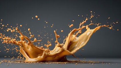 Caramel splash on dark background