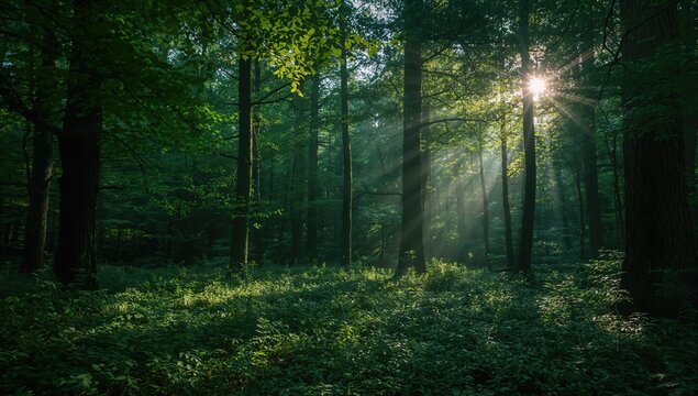 Sunlight filtering through foliage and greenery