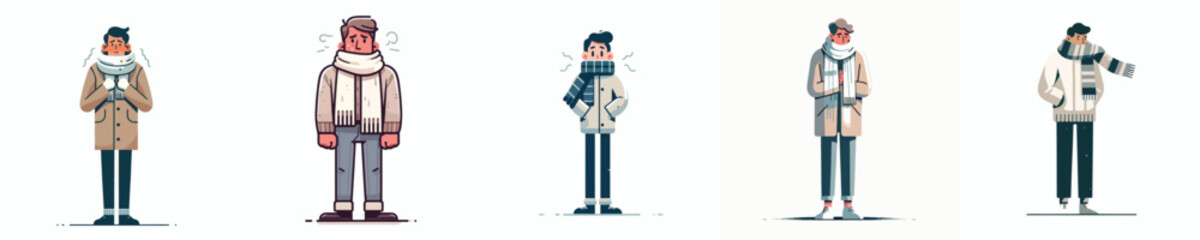 vector of a man standing in the cold