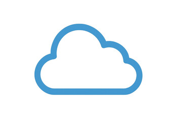 Fototapeta premium Cloud outline icon in blue representing abstract concept of digital data storage, internet technology, and remote servers