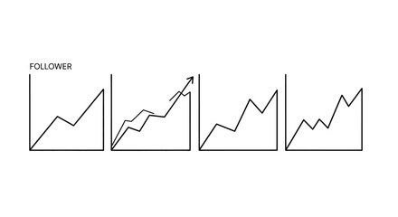 Four business growth charts showing upward trends and financial performance over time vector