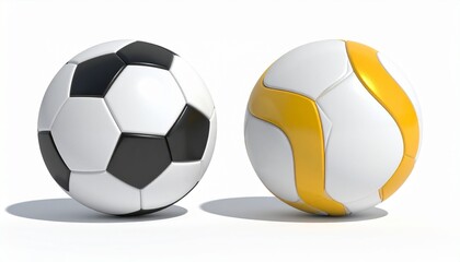 Get ready to score with these classic black and white soccer balls and a vibrant gold accented ball, perfect for sports promotions