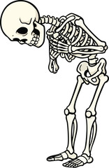 Fototapeta premium skeleton bowing respectfully, Black Skeleton Bending Over Illustration
