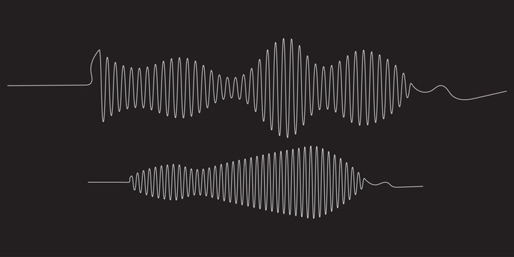 Music sound wave icon set with audio frequency signals, podcast, radio, volume waves, and equalizer line effects for audio interface and UI design