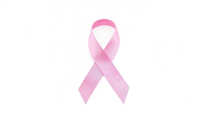 Isolated stethoscope with a pink ribbon symbolizing breast cancer awareness on a white background