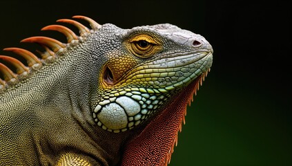 Fototapeta premium Iguanas belong to a group of lizards found in tropical regions of the Americas and nearby islands. They were initially identified by a zoologist from Austria named Macro Wall.