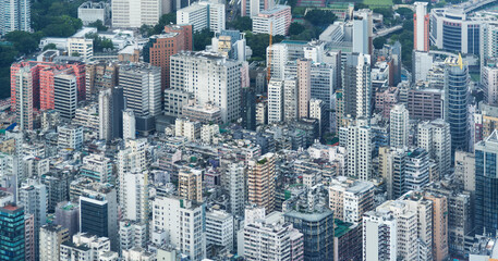 Fototapeta premium Aerial view of city apartment buildings