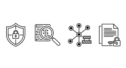Obraz premium Digital security finance network and document protection icons for online business and data management vector